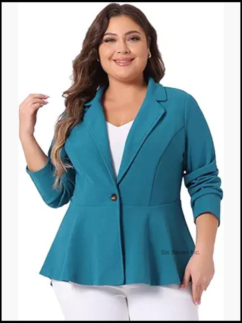 Plus Size Peplum Blazer Notch Lapel Long Sleeve Business Casual Suit Jacket